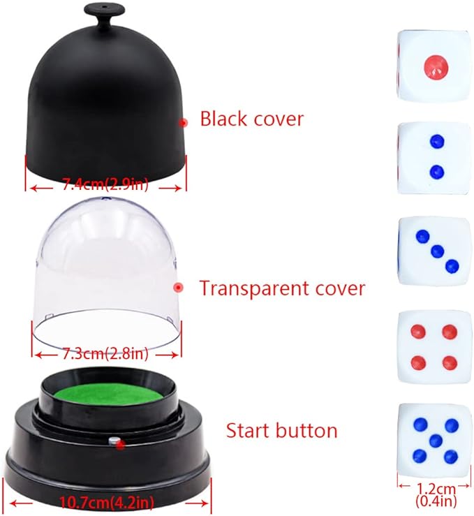 Gikfun Automatic Lucky Dice Roller Cup Set with 5 Dices for Family Friends Party Games EK1883