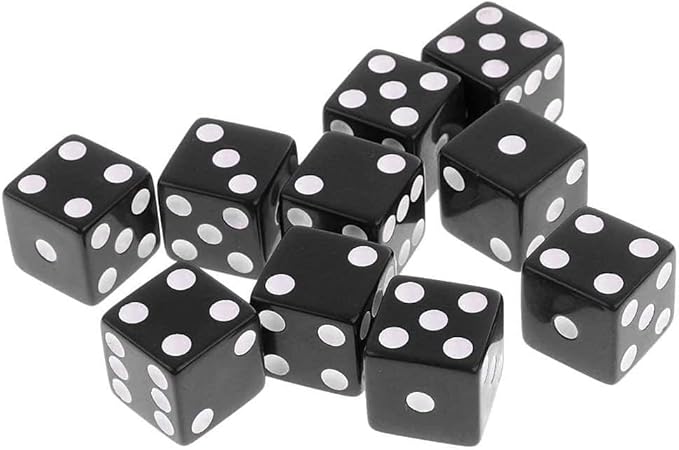1Set Black of 10 6-Sided Numbers Dices Dice Game Tools Design，Standard Game Dice，Dice and Accessories