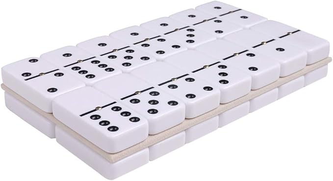 Silverman & Co. Double 6 Large White Domino Set - Red Case