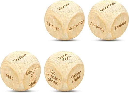 4 Pcs Wood Date Night Dice for Couples - Funny Take Out Ideas Dice - After Dark Edition What to Do for Her Adult Married Couples Romantic Valentine's Day