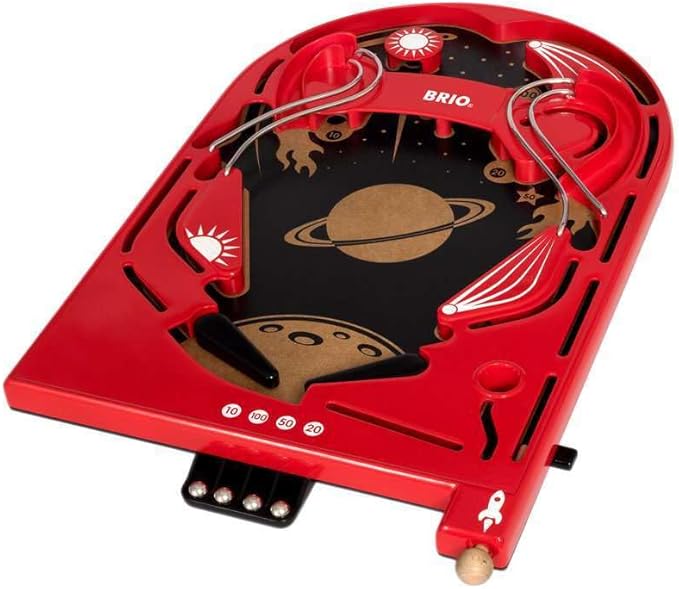 BRIO 34017 Pinball Game - Classic Vintage Arcade Style | Engaging Brain Game for Kids and Adults | Ideal Gift for Ages 6 and Up, Red