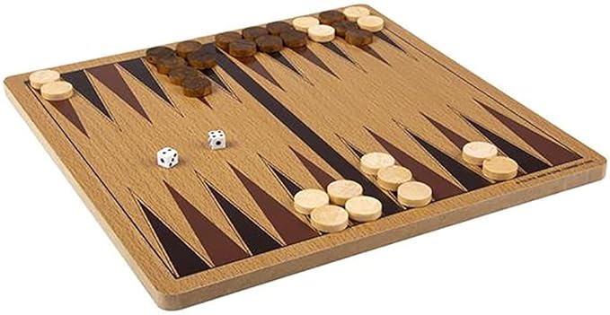 The Dreidel Company Classic Wooden Board Games, Great for Prizes, 10" (10" Wooden Backgammon)