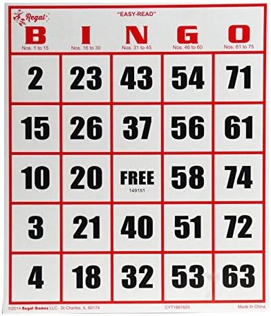 Regal Bingo Jumbo Bingo Cards Deck Reusable - Bingo Games for Family - 50 Playing Cards