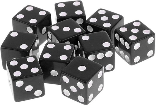 1Set Black of 10 6-Sided Numbers Dices Dice Game Tools Design，Standard Game Dice，Dice and Accessories