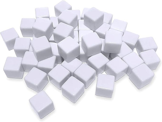 100 PCS Blank White Dice 16MM Acrylic Dice Blank White Cubes with Smoothed Surface Six Sided Dice for Board Games, DIY