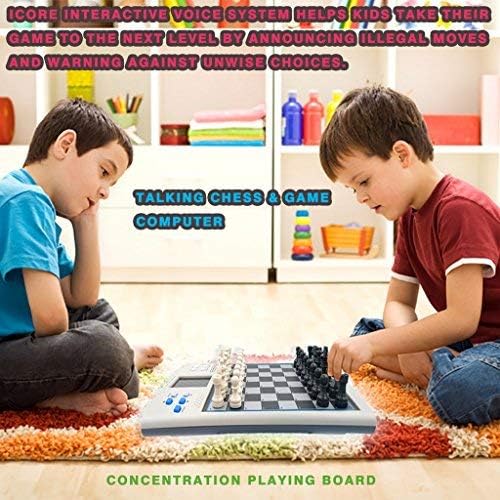 iCore Electronic Chess Set - Brain ADHD Power Training with Talking Tutor and Challenging Games - Perfect for Kids and Family Fun