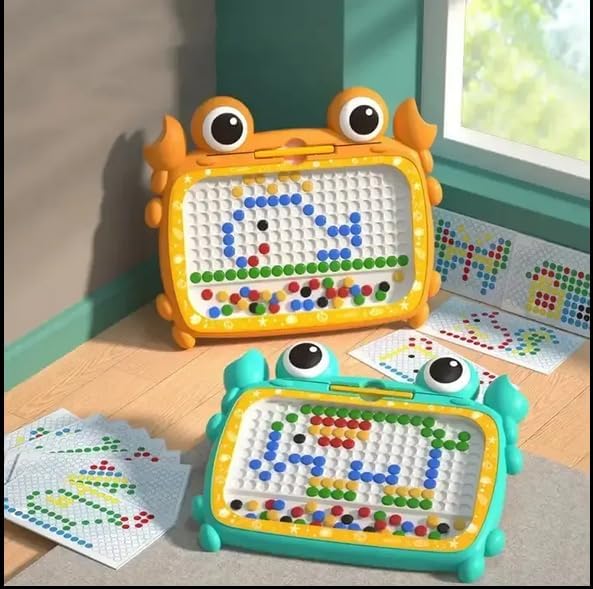 Magnetic Dots Board, Magnetic Drawing Board for Toddlers, Magnetic Drawing Board for Kids, Magnetic Dot Art with Magnetic Pen,Magnetic Tablet Toy for Airplane & Car Ride Activities for Kids (Cyan)