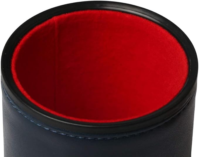 Navy Leatherette Dice Cup Set with 6 Dice Felt Lining Quiet in Shaking for Playing Liars Dice Farkle Yahtzee Board Games