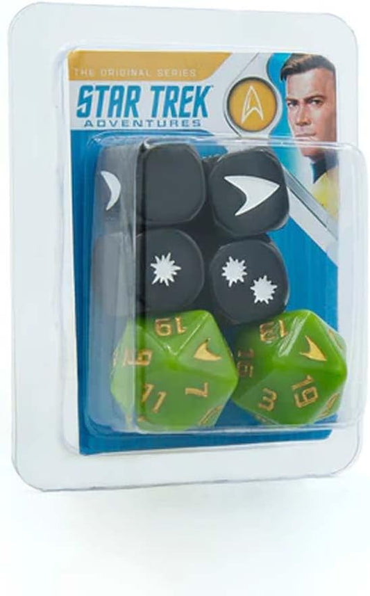 Modiphius Entertainment Star Trek Adventures: Captain Kirk's Tunic Dice - 6 Piece Roleplaying Dice Set, Green (MUH052045)