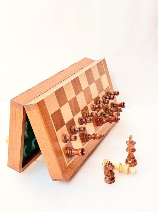 Foldable Magnetic Travel Chess Set with Folding Chess Board | Educational Toys for Adults | 2 Player Portable Game (10 Inches)