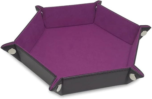BCW Hexagon Dice Tray - Plum | Premium Quality, 12" Diameter (Flat), 8" Diameter (Folded) | Black Leatherette Back, Suede Liner | Ideal for RPGs, Warhammer, Dice Masters, DND | Gaming Dice Tray…