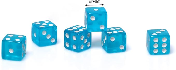 Leatherette Dice Cup Set Lake Blue Velvet Interior Quiet in Shaking with 6 Matching Translucent Dot Dice for Liars Dice Farkle Yahtzee Board Games, 1 Pack