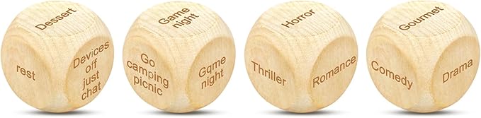 4 Pcs Wood Date Night Dice for Couples - Funny Take Out Ideas Dice - After Dark Edition What to Do for Her Adult Married Couples Romantic Valentine's Day