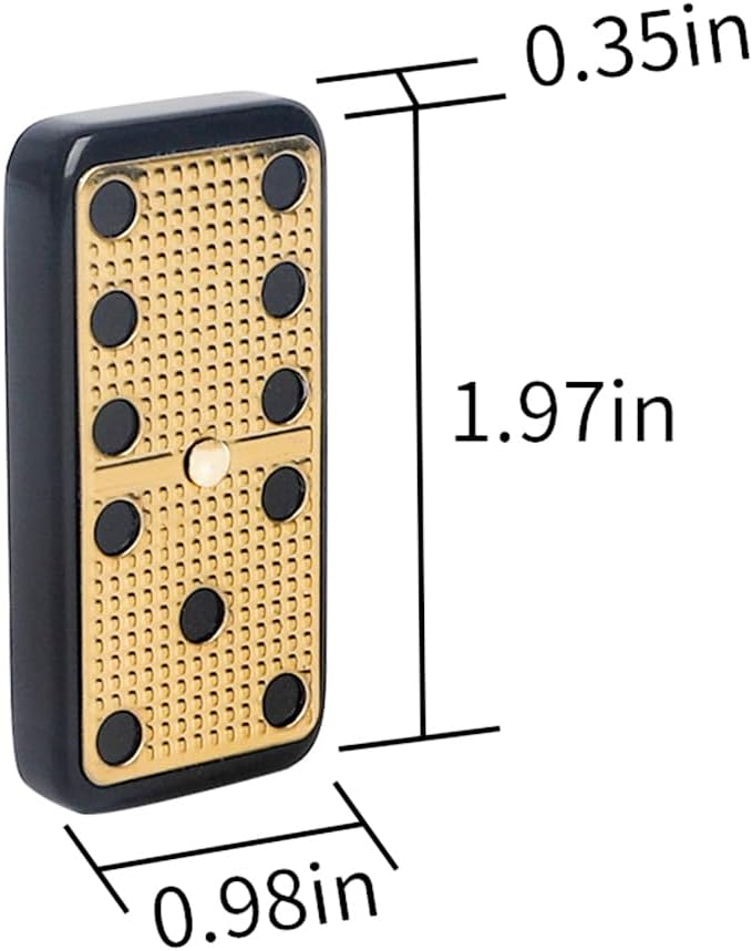 Bucher&Rossini Metal Surface Dominoes Set Double 6 for Adults and Kids - Claasic 28Pieces Gold Metal Surface Domino's Game Set Idea Gift Present for Domino Players or Family Game Night