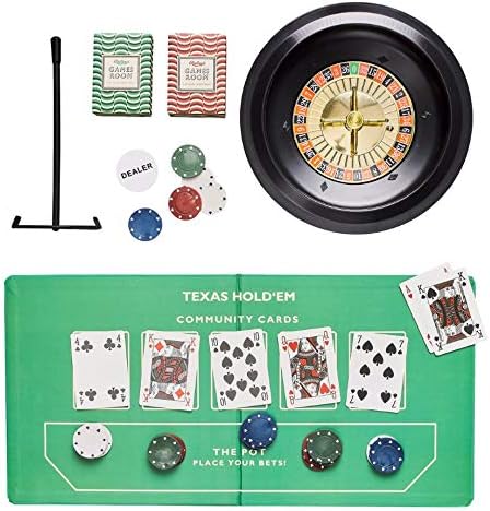 Ridley’s Casino Night Set – Fun Casino Night Games for Ages 14+ – All Supplies Included for Pontoon, Texas Hold-em Poker and Roulette – Fun Gambling Games for Casino Night