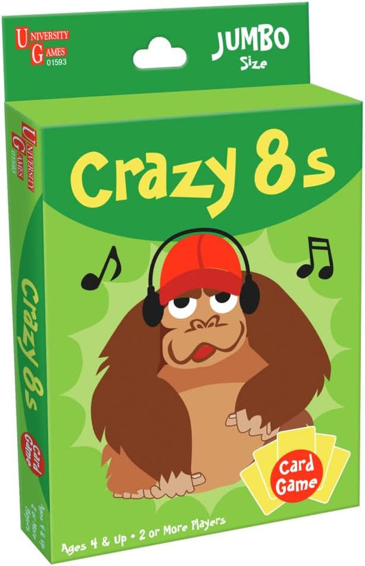 University Games Crazy 8s Card Game - Jumbo Size, Colorful Animal Cards for Kids Ages 4 and Up, Fun Family and Educational Game