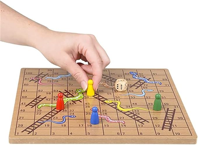 The Dreidel Company Classic Wooden Board Games, Great for Prizes, 10" (10" Wooden Snakes & Ladders)