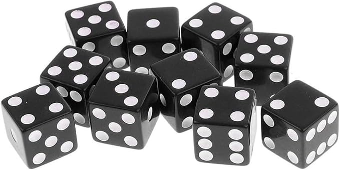 1Set Black of 10 6-Sided Numbers Dices Dice Game Tools Design，Standard Game Dice，Dice and Accessories