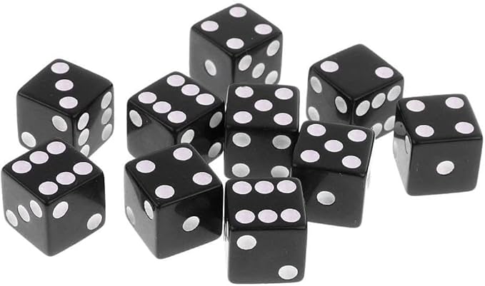 1Set Black of 10 6-Sided Numbers Dices Dice Game Tools Design，Standard Game Dice，Dice and Accessories