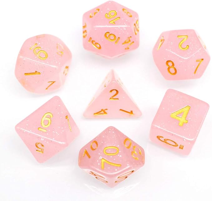 DND Dice Set RPG Polyhedral Dice Fit Dungeons and Dragons(D&D) Pathfinder MTG Role Playing Dice (Pink)