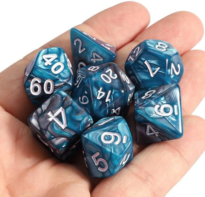 CiaraQ DND Polyhedral Dice Set with a Black Dice Bag for D&D RPG MTG Role Playing Table Games
