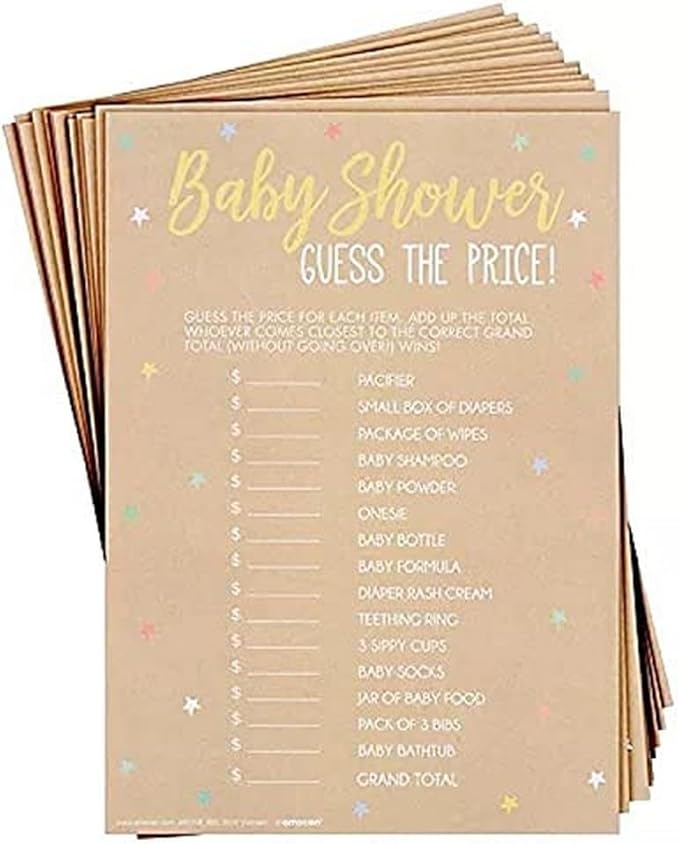 Exciting Multicolor Paper Party Games - 5" x 7" (Pack of 24) - Perfect for Baby Showers, Announcements, Birthdays & Gender Reveal, Price