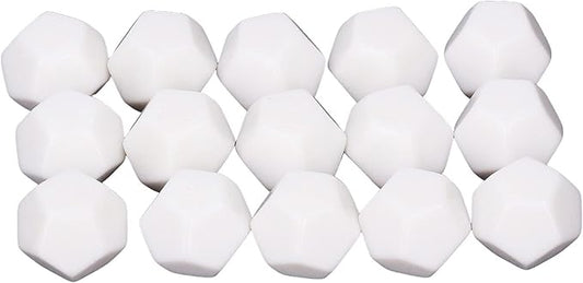 12 Sided Blank Dice, Plastic Write On Cubes Teaching Gaming 30PCS Polyhedral for Education, D12 22mm Blank White Color Dice 12 Sided Can Be Written by Marker Pen for Board Games Accessories