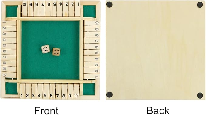 Wooden Shut The Box Game, 10-Number Dice Game for 2-4 Players, for Parties and Friends Gatherings, Classic Tabletop Board Game