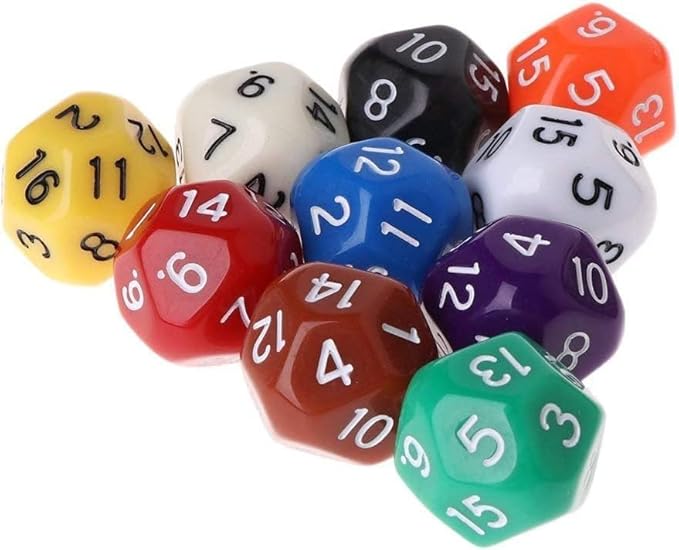 5Pcs Multicolour Polyhedral Dice for Dungeons and Dragons 16 Sided Dice Set Polyhedral Dice with Other Table Games with Random Multi Colored Assortment Playing Dice,Dice and Accessories