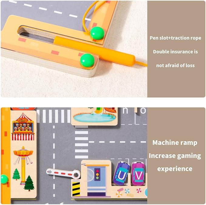 Magnetic Alphabet Maze Letter Puzzle,Wooden Puzzle Activity Board, Learning Letter Educational Matching Toys Gifts for Preschool Sensory Activities for Toddlers