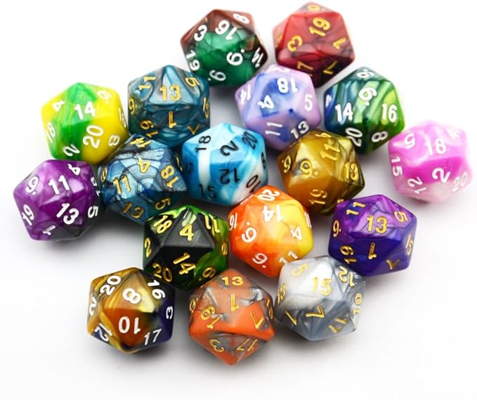 SmartDealsPro 10-Pack 20 Sided Dice D20 Polyhedral Dice for DND RPG MTG Table Game (Double Color)