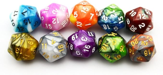SmartDealsPro 10-Pack 20 Sided Dice D20 Polyhedral Dice for DND RPG MTG Table Game (Double Color)