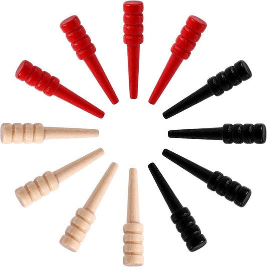 12pcs Cribbage Pegs, Wooden Cribbage Board Pegs Fit 1/8 Inch Holes Crib Pins Cribbage Accessories for Traditional Cribbage Board Game (Red, Black, Wood)