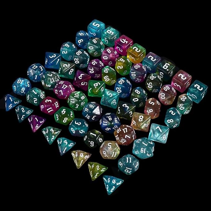 DND Dice Set Polyhedral 7-Die Two-Tone Dice Set D4 D6 D8 D10 D% D12 D20 for Tabletop Game
