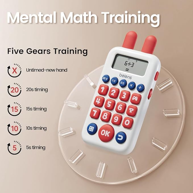 beiens Learning Toys for 4+ Year olds, Math Games, Educational Toys for Addition, Subtraction, Division and Multiplication Game, Electronic Math Flash Cards