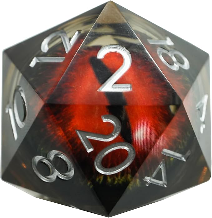 Dungeons and Dragons DND Dice D20, Moving Eyeball Liquid Core Dice Set D&D 33MM Oversized D20 Single Sharp Edge Resin dice with Gift Case, Polyhedral Dice for Role Playing Game