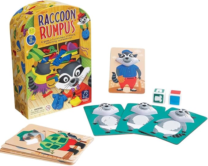 Educational Insights Raccoon Rumpus Game, Preschool Game with Dice & Color Matching, For 2-4 Players, Fun Family Board Game For Kids Ages 3 to 5