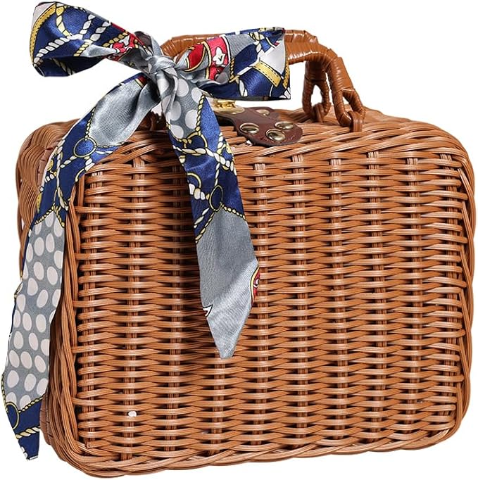 VPH Travel Chinese Mahjong Set Ivory 144 Sheets with Rattan Box and Tablecloth (Ivory)
