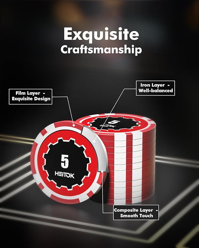 Casino Poker Set with Numbered Chips 500-Piece for Card Board Game, 11.5 Gram with Playing Cards Waterproof for Texas Hold'em, Blackjack Gambling, Card Club or Late Night Poker Games