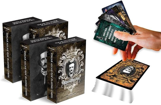 Creanoso Edgar Allan Poe Playing Cards (4-Deck) - Poker Size Standard Deck Cards for Blackjack, Euchre, Canasta, Pinochle Card Game, Casino Grade – Stocking Stuffers Gift for Men & Women, Teens