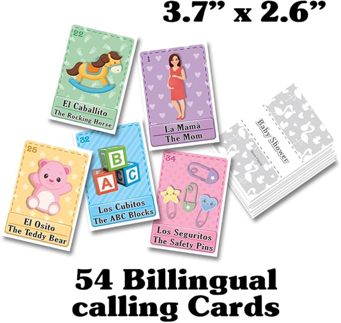 More Fiesta Baby Shower Bingo - Bilingual English Spanish, for up to 30 Players