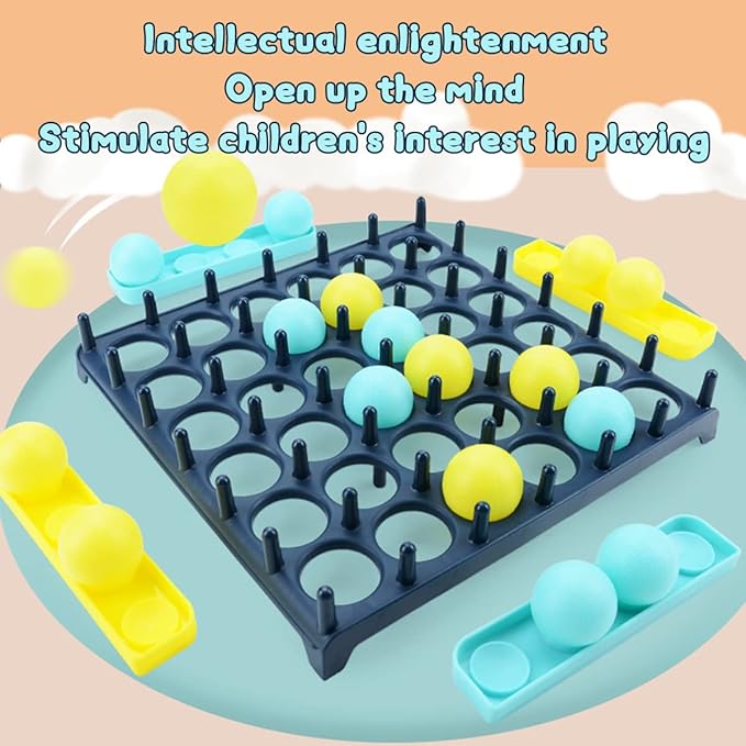 Bounce Ball Family Game - Connect 9 Cards, 16 Balls & 1 Game Grid - Perfect Holiday Toy for Kids