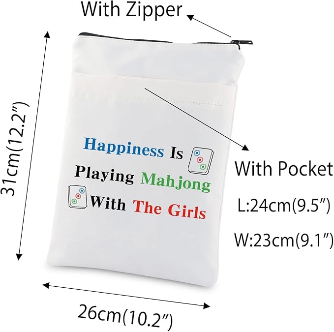 MNIGIU Funny Mahjong Bag with Pocket Mahjong Lover Gift Board Game Fan Gift Lucky Mahjong Girl Gift
