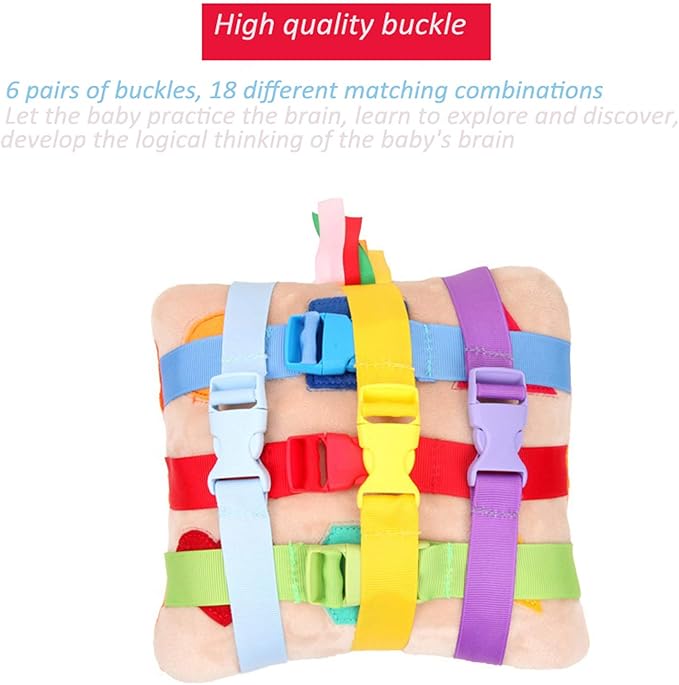 Toddler Early Learning with Buckles,Plush Soft Travel Toy- Toy with Basic Life Skills Children's Plush Travel Activity Game-Children Educational Learning