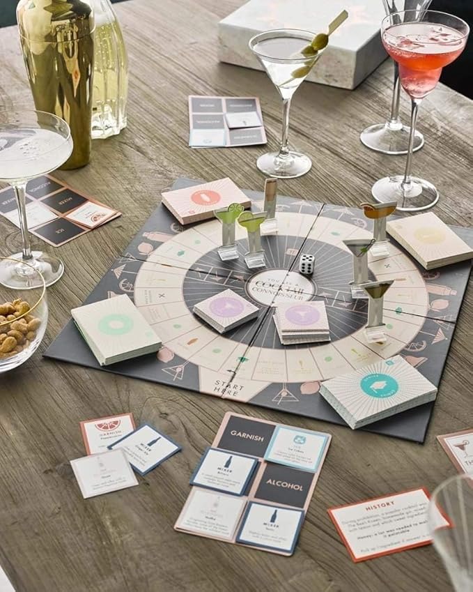 Cocktail Themed Trivia Board Game | Games Night | Adults, After Dinner Party, Table Game, General Knowledge, Alcohol, Cocktails, Drinking, Mixologist, Hen or Stag Do, Christmas, Birthday, Present