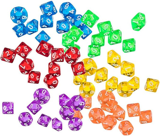 60PCS Polyhedral Dice D10 Dice Game Dice for RPG MTG DND Dice Table Games Board Game (Color 1)