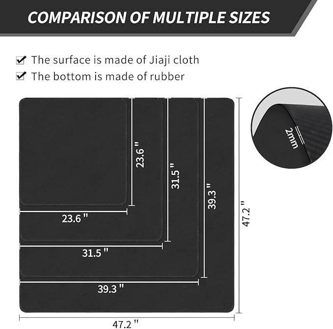 Square Large Tabletop Game Playmat,Used for Playing Poker,Mahjong,Playing Cards,and Role-Playing Games, with Thick Seam Edge,Waterproof,and Anti Slip(120 * 120cm*2mm) Black