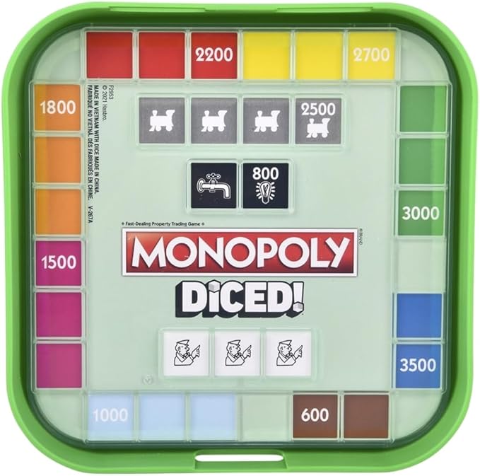 MONOPOLY Diced: Easy to Learn, Quick and Portable Travel Board Game for Kids Ages 8 and Up
