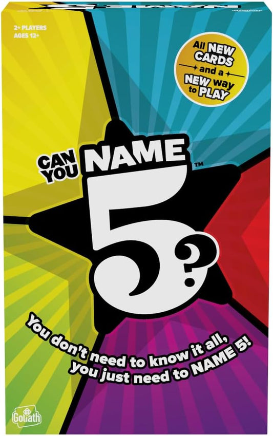 Goliath Name 5 Board Game | Name 5 Things Before Time Runs Out | Party Game, Family Game Night | for 2 or More Players or Teams, Ages 12+