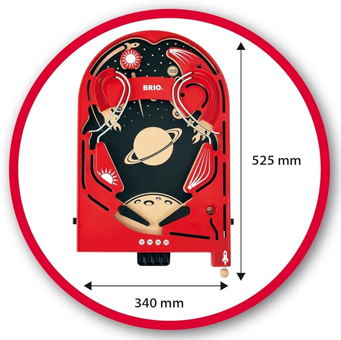 BRIO 34017 Pinball Game - Classic Vintage Arcade Style | Engaging Brain Game for Kids and Adults | Ideal Gift for Ages 6 and Up, Red